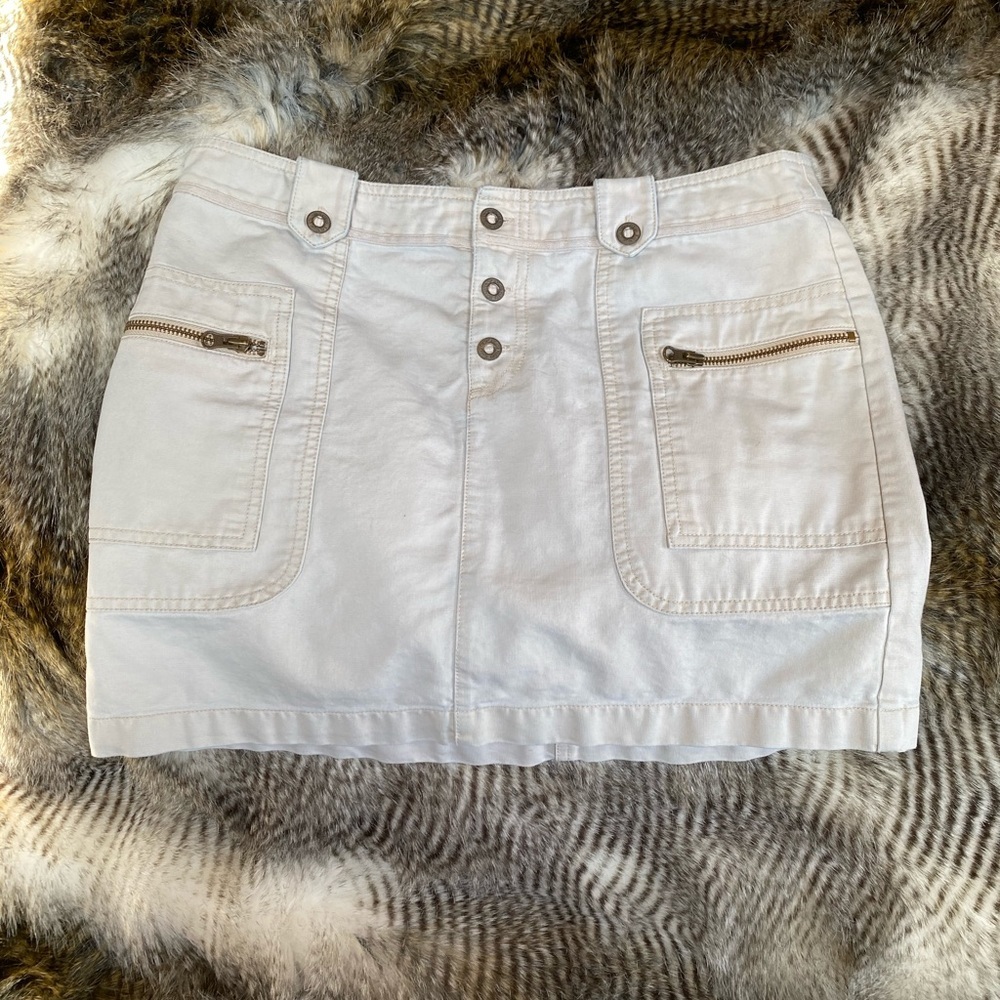 Calvin Klein Tan Mini Skirt Zipper pockets size 9